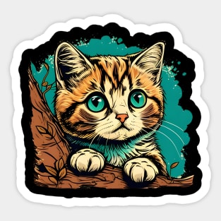Cute Funny Cat Colorful - Gift For Kid Women Men Lover Sticker